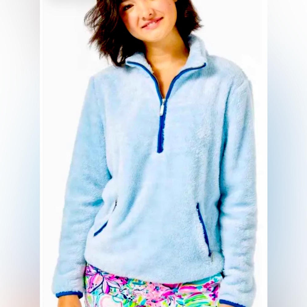 Lilly Pulitzer Skipper Blue Popover Pullover Small NWOT